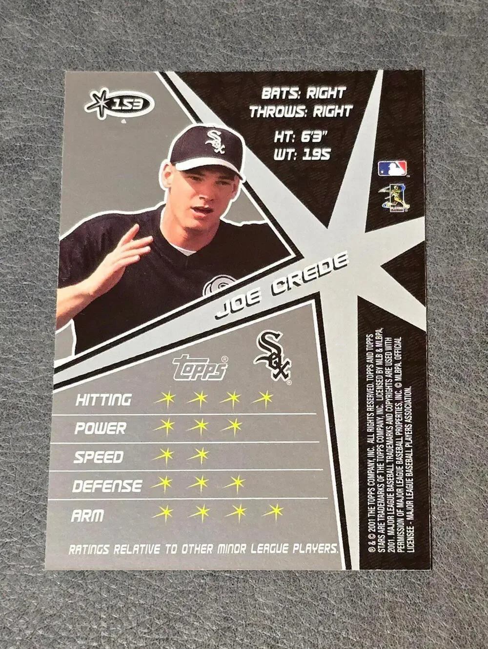 2001 Topps Stars #153 Joe Crede Baseball Card - Picture 2 of 2